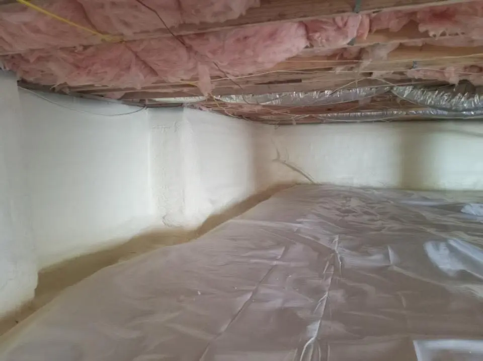Crawl space encapsulation with closed-cell spray foam for Roof Leak Repair in Wilton
